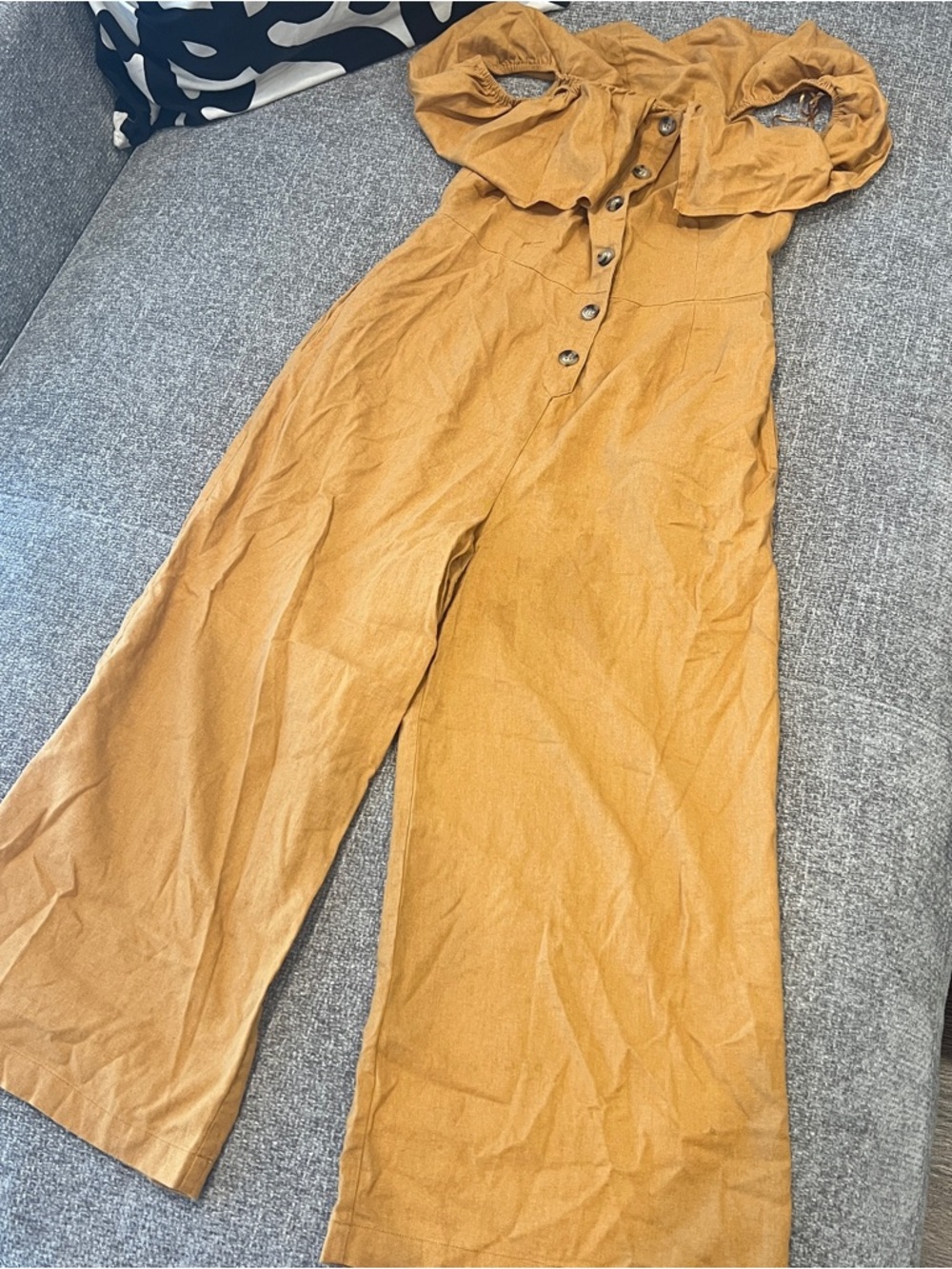 Lush Mustard Yellow Cropped Ankle Pants with Button Front